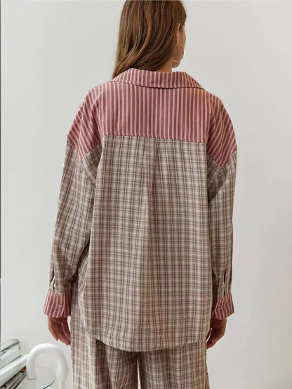 Ensemble de pyjama femme hiver inspiration vintage, manches longues
