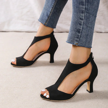 Sandales à brides pour femme, talon de hauteur moyenne