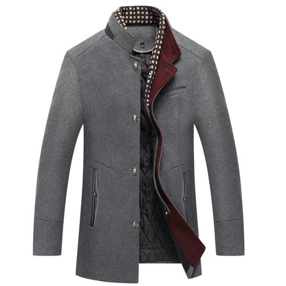 Manteau homme style urbain, finition laine synthétique