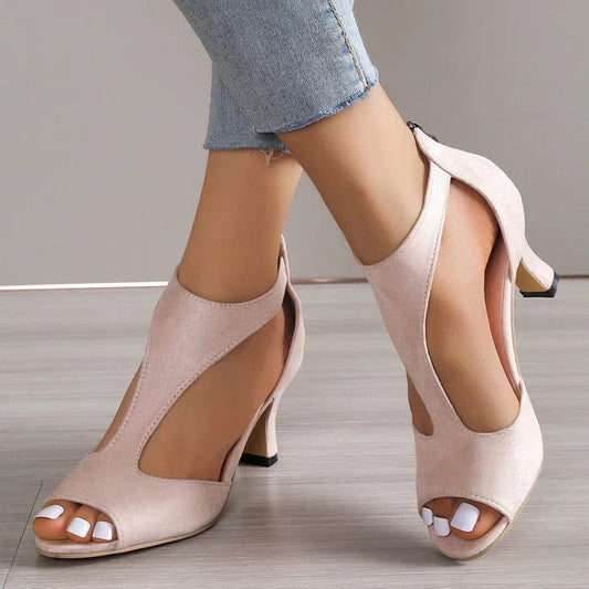 Sandales à brides pour femme, talon de hauteur moyenne