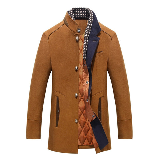 Manteau homme style urbain, finition laine synthétique