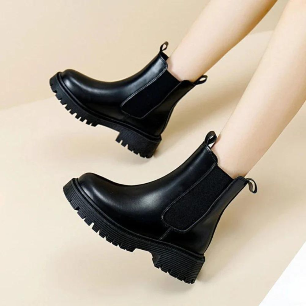Chaussures bottines femme style Chelsea à empiècements extensibles