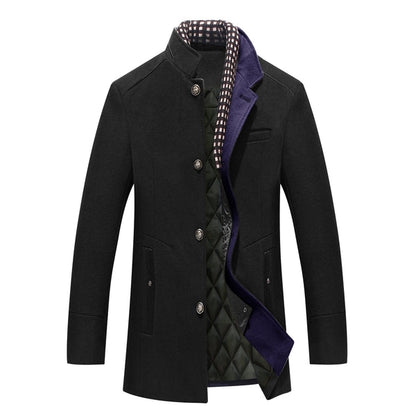 Manteau homme style urbain, finition laine synthétique