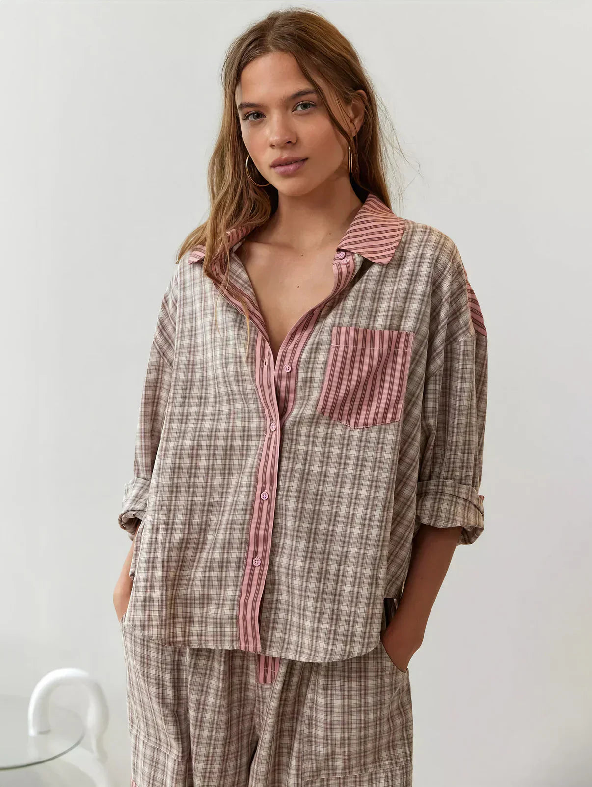 Ensemble de pyjama femme hiver inspiration vintage, manches longues