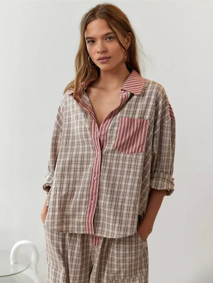 Ensemble de pyjama femme hiver inspiration vintage, manches longues
