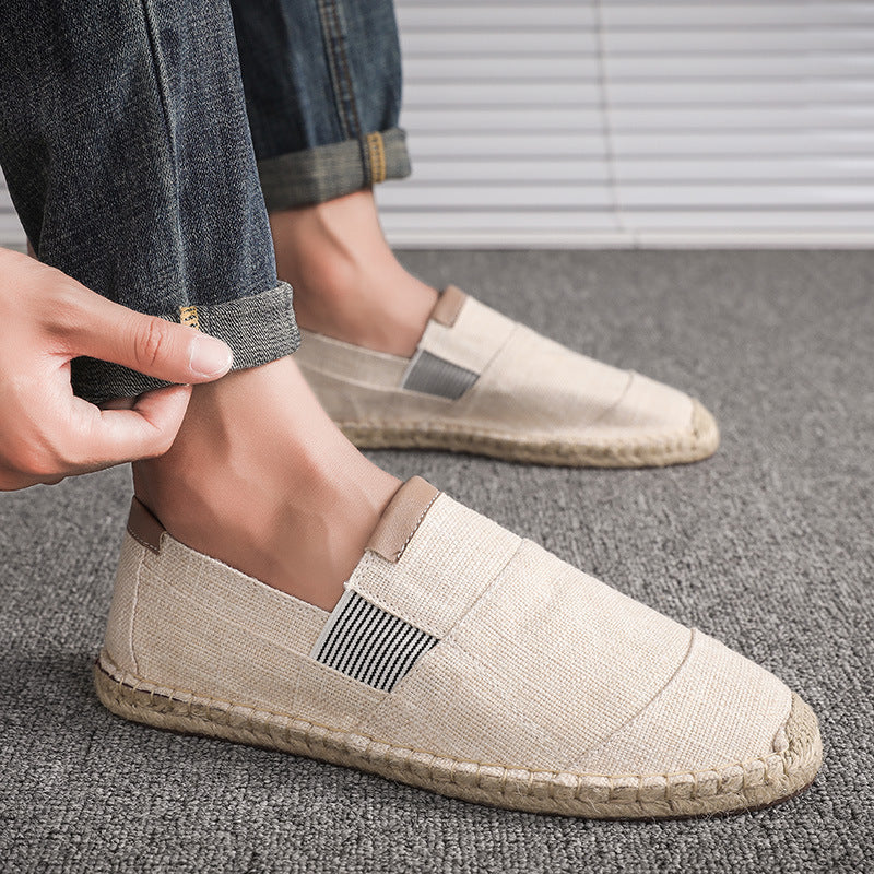 Chaussures homme à inspiration paille et finition toile