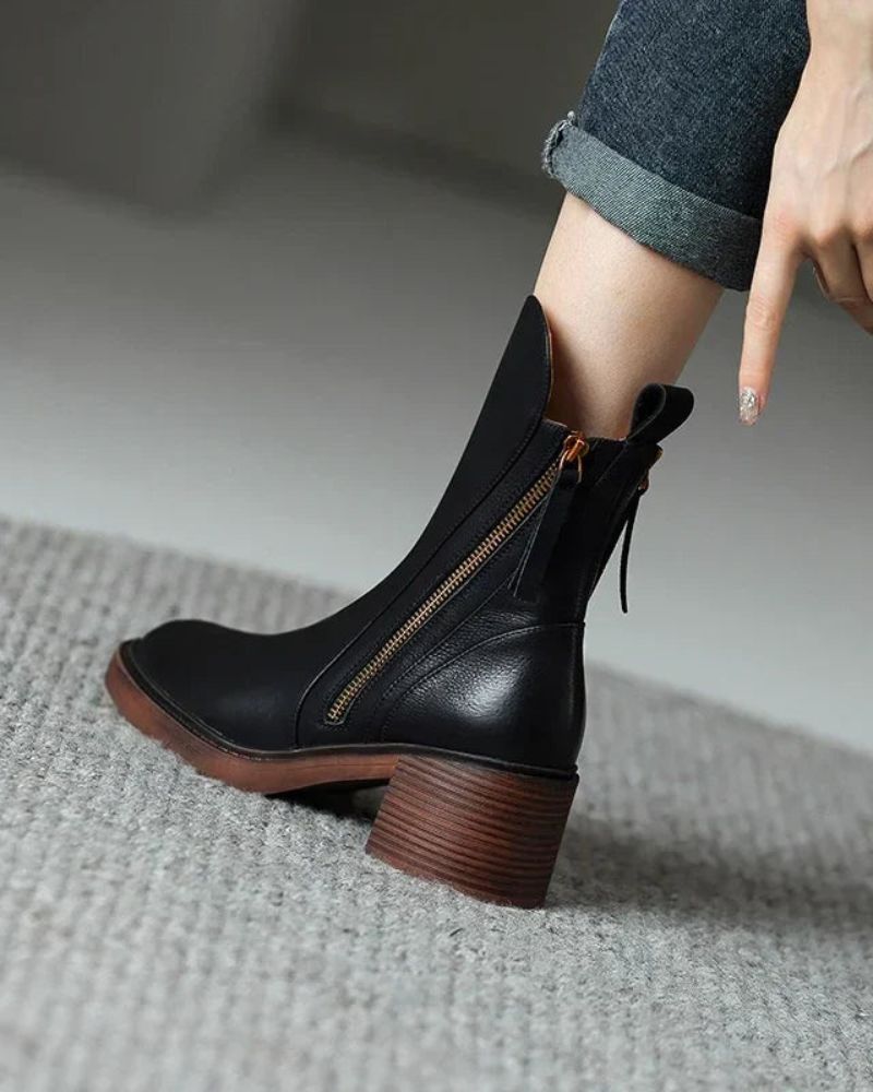 Bottines femme cuir à talon confort