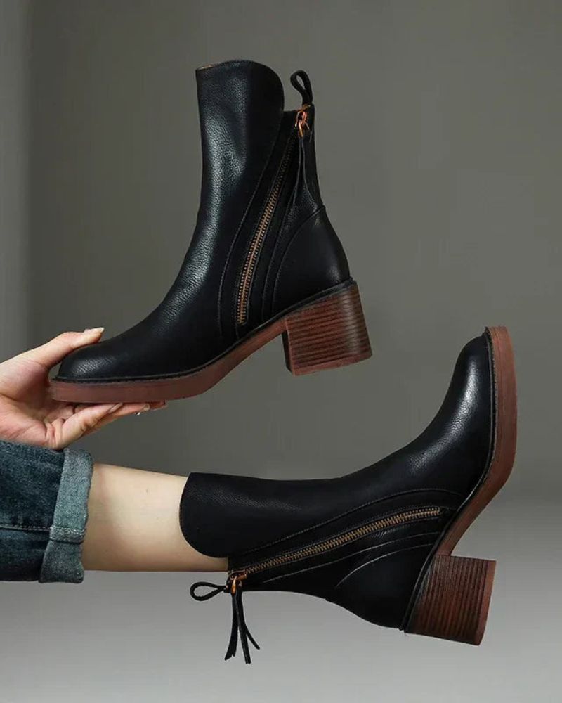Bottines femme cuir à talon confort