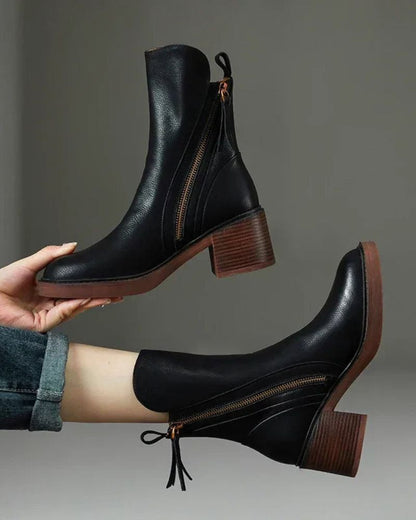Bottines femme cuir à talon confort