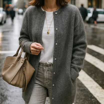 Cardigan Femme Long en Laine Douce – Chaud, Confortable & Style Élégant Décontracté