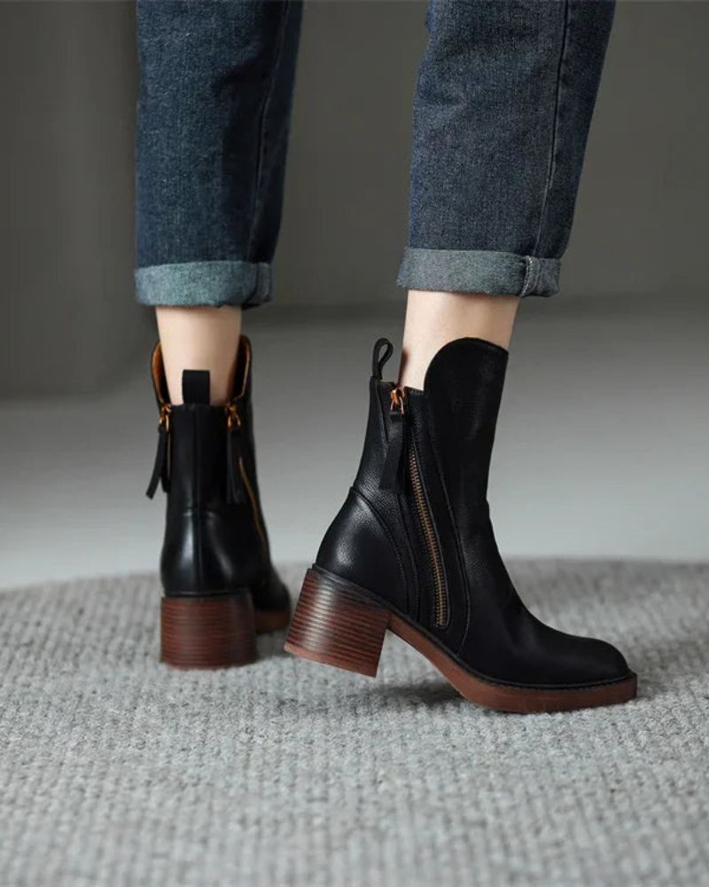 Bottines femme cuir à talon confort