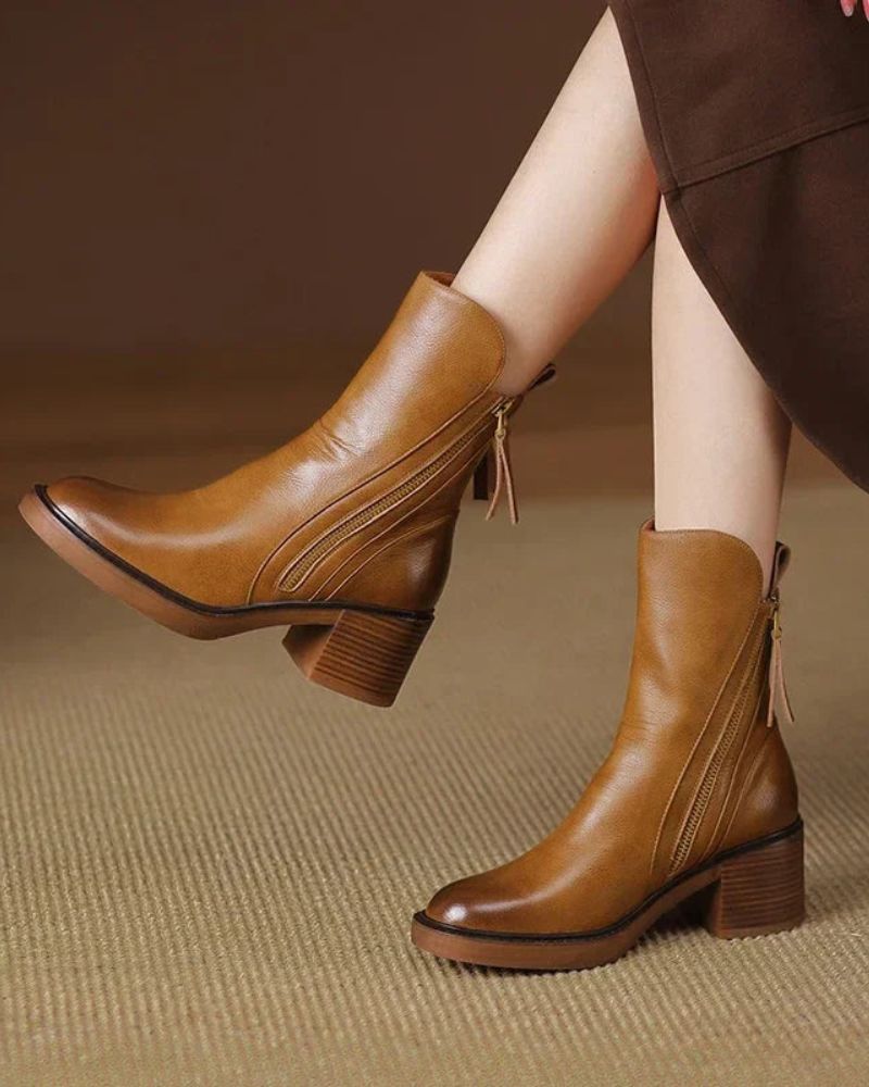 Bottines femme cuir à talon confort