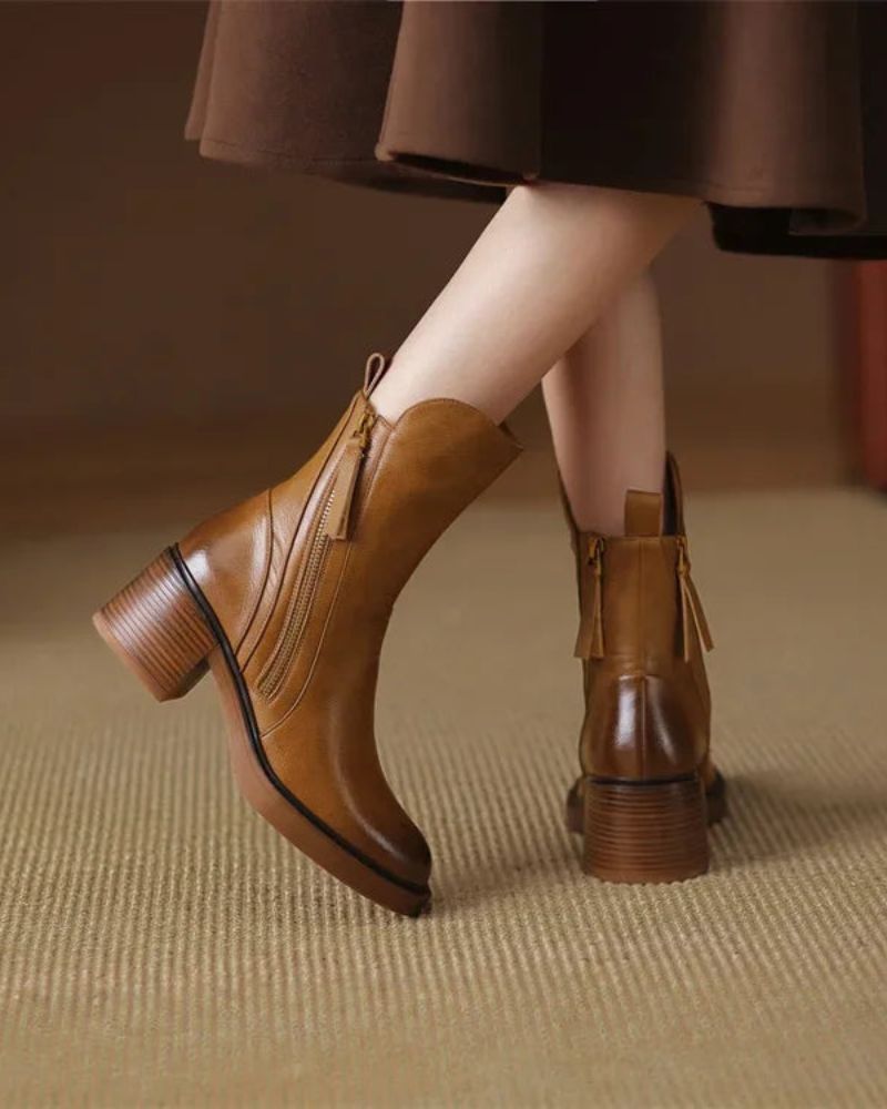 Bottines femme cuir à talon confort