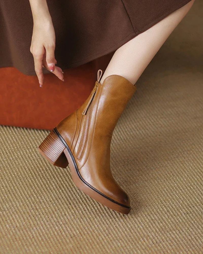 Bottines femme cuir à talon confort