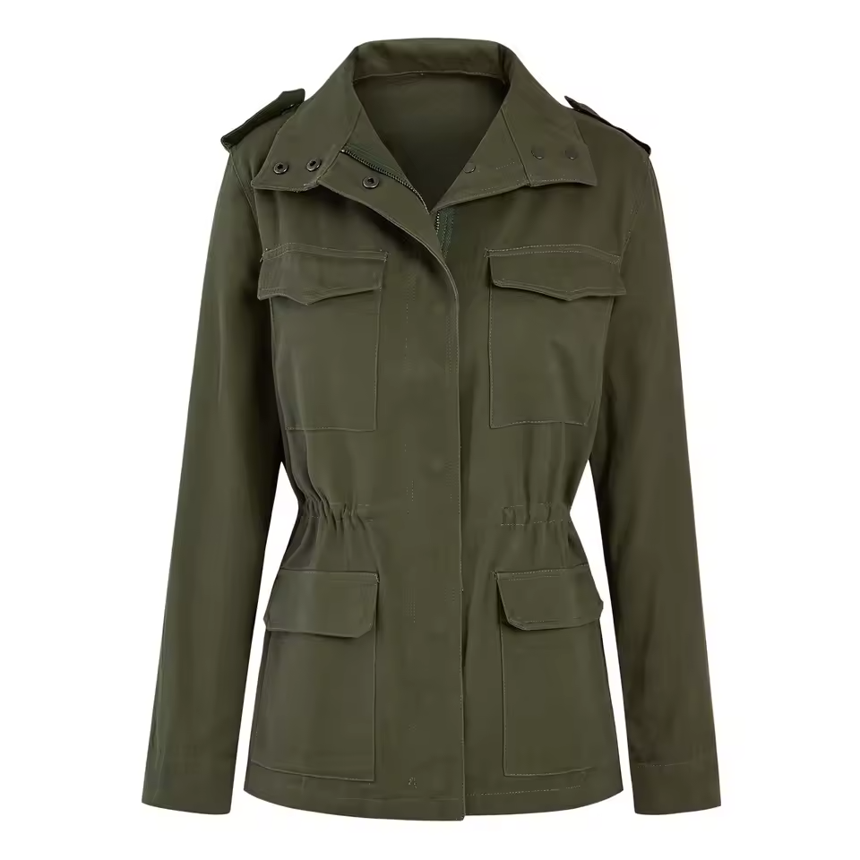 Veste légère femme avec poches et fermeture centrale