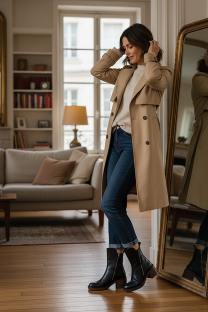 Bottines femme cuir à talon confort