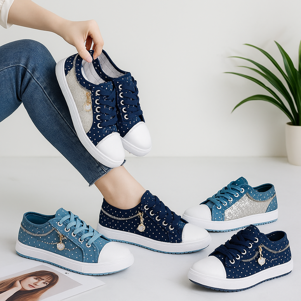 Baskets Confort Femme à Pois – Légèreté et Style au Quotidien