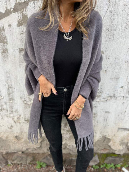 Manteau à manches longues et pompons pour femme