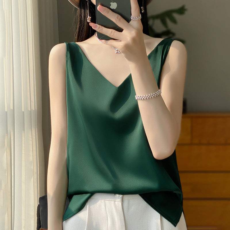 Top léger femme col V sans manches pour temps chaud