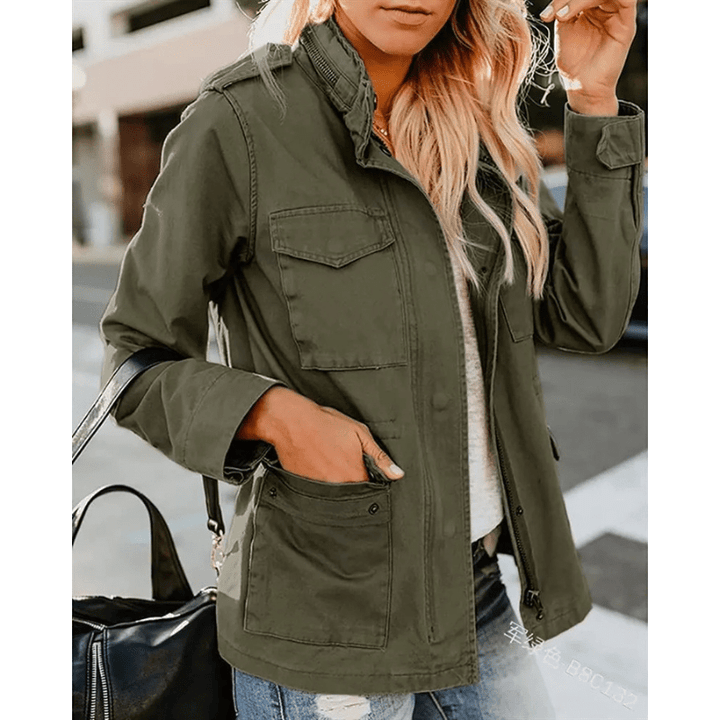 Veste légère femme avec poches et fermeture centrale