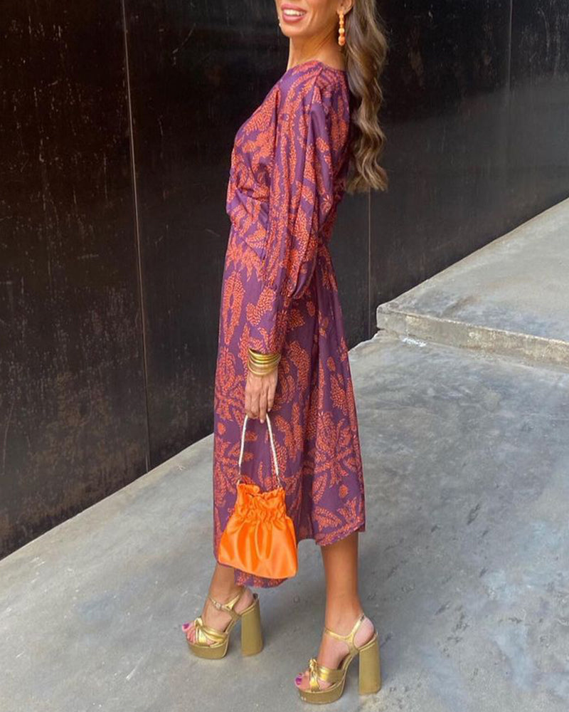Robe d'été col V pour femme à silhouette fluide