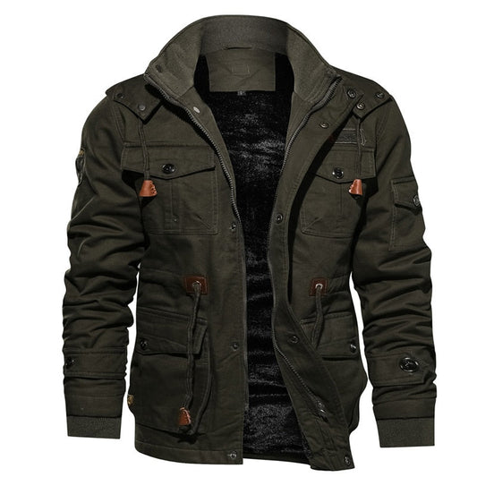 Veste Homme Décontractée Hiver – Chaude, Multi-Poches & Style Militaire