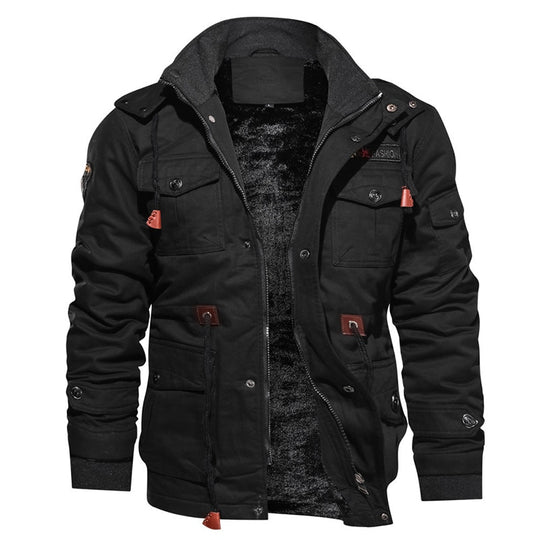 Veste Homme Décontractée Hiver – Chaude, Multi-Poches & Style Militaire