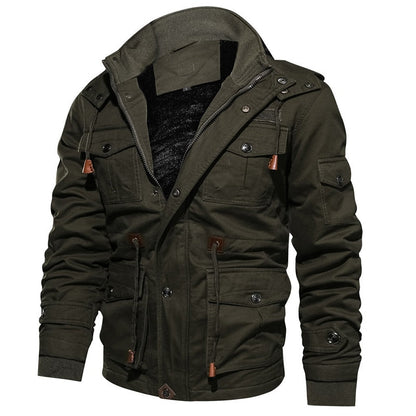 Veste Homme Décontractée Hiver – Chaude, Multi-Poches & Style Militaire