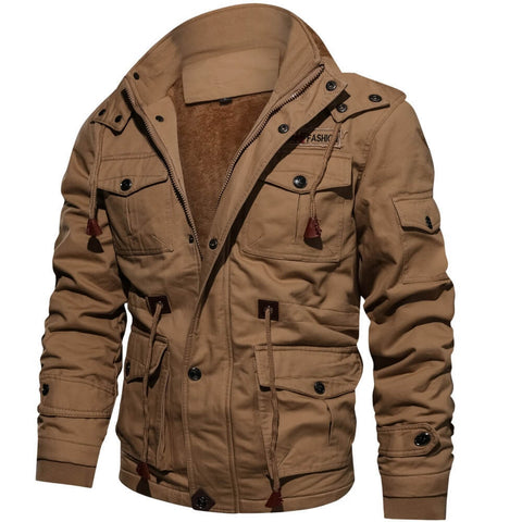 Veste Homme Décontractée Hiver – Chaude, Multi-Poches & Style Militaire