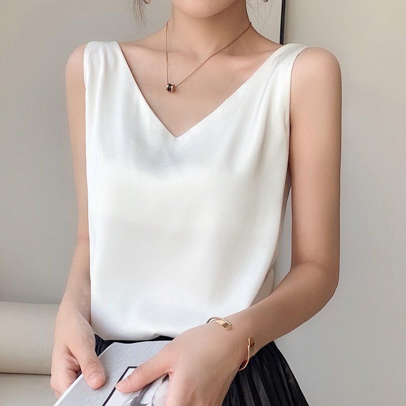 Top léger femme col V sans manches pour temps chaud