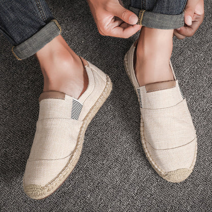 Chaussures homme à inspiration paille et finition toile