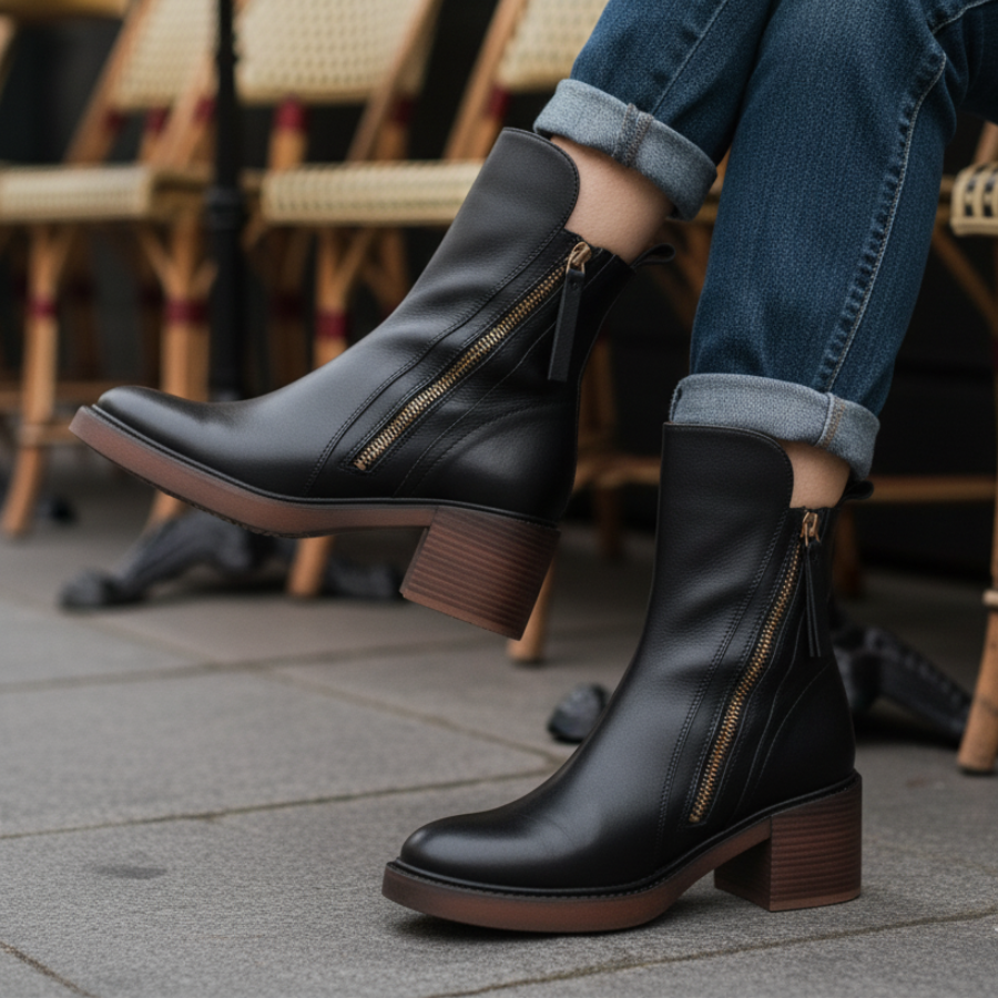 Bottines femme cuir à talon confort
