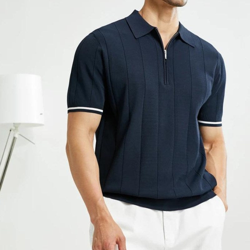 Polo zippé pour homme – Confort en coton doux et style moderne