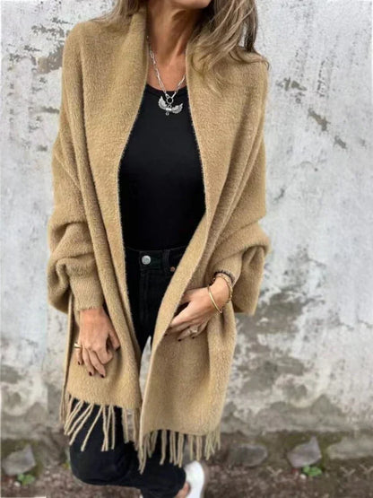 Manteau à manches longues et pompons pour femme