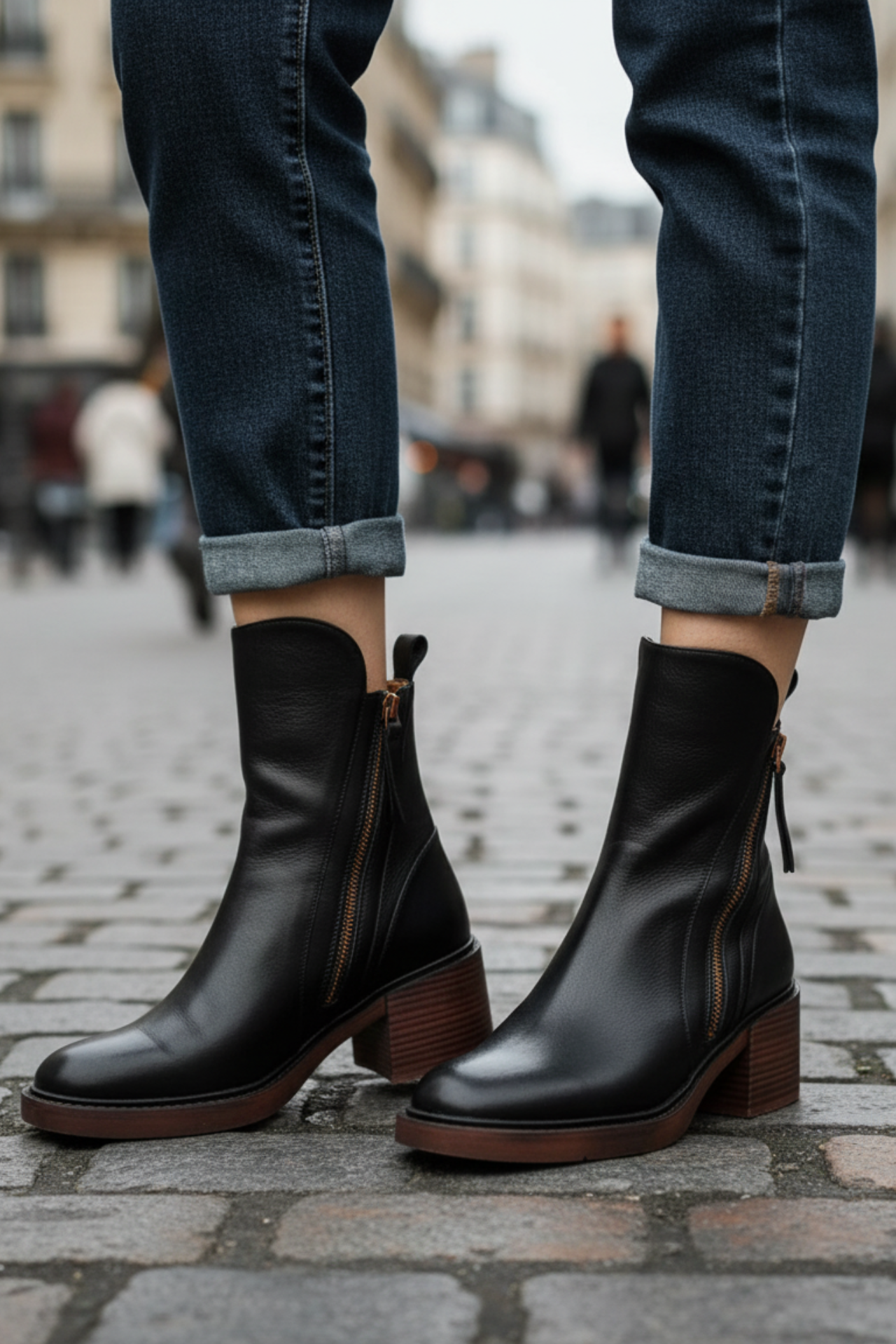 Bottines femme cuir à talon confort