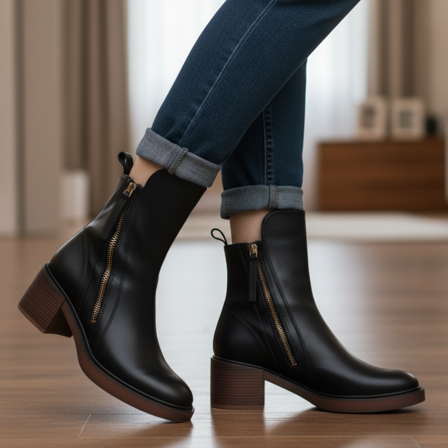Bottines femme cuir à talon confort