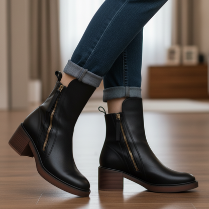 Bottines femme cuir à talon confort