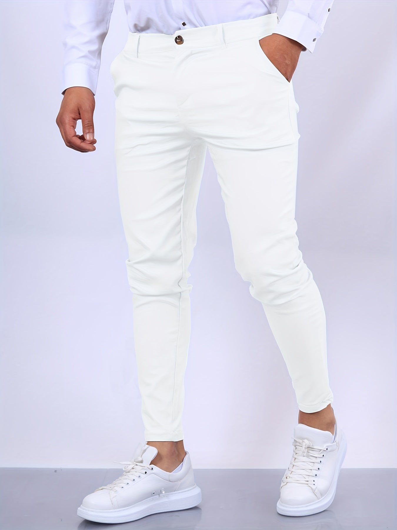 Pantalon homme coupe slim avec taille moyenne pour bureau
