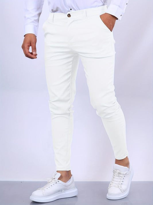 Pantalon homme coupe slim avec taille moyenne pour bureau