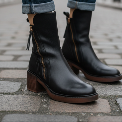 Bottines femme cuir à talon confort
