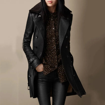 Manteau cuir long femme – style chic et intemporel automne-hiver