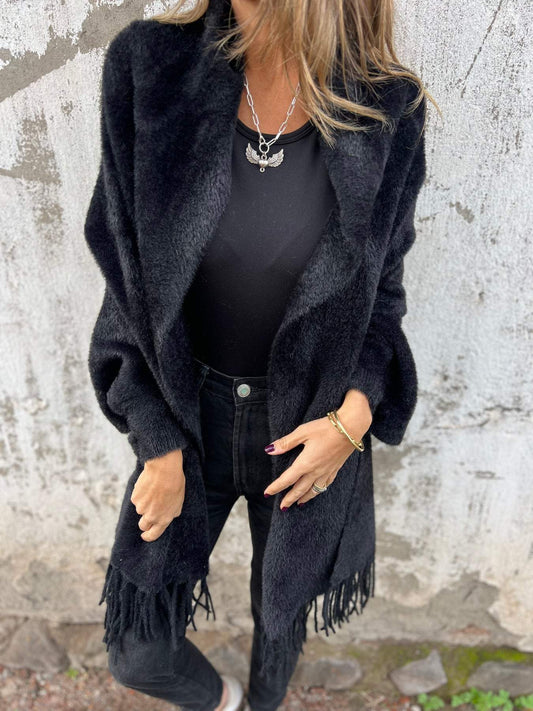 Manteau à manches longues et pompons pour femme