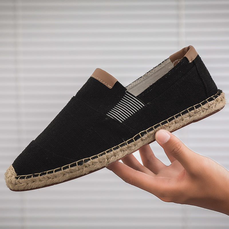 Chaussures homme à inspiration paille et finition toile