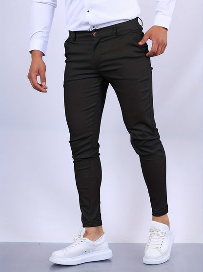 Pantalon homme coupe slim avec taille moyenne pour bureau