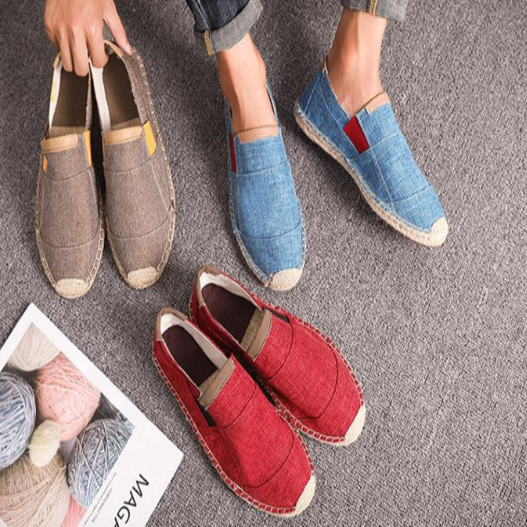 Chaussures homme à inspiration paille et finition toile