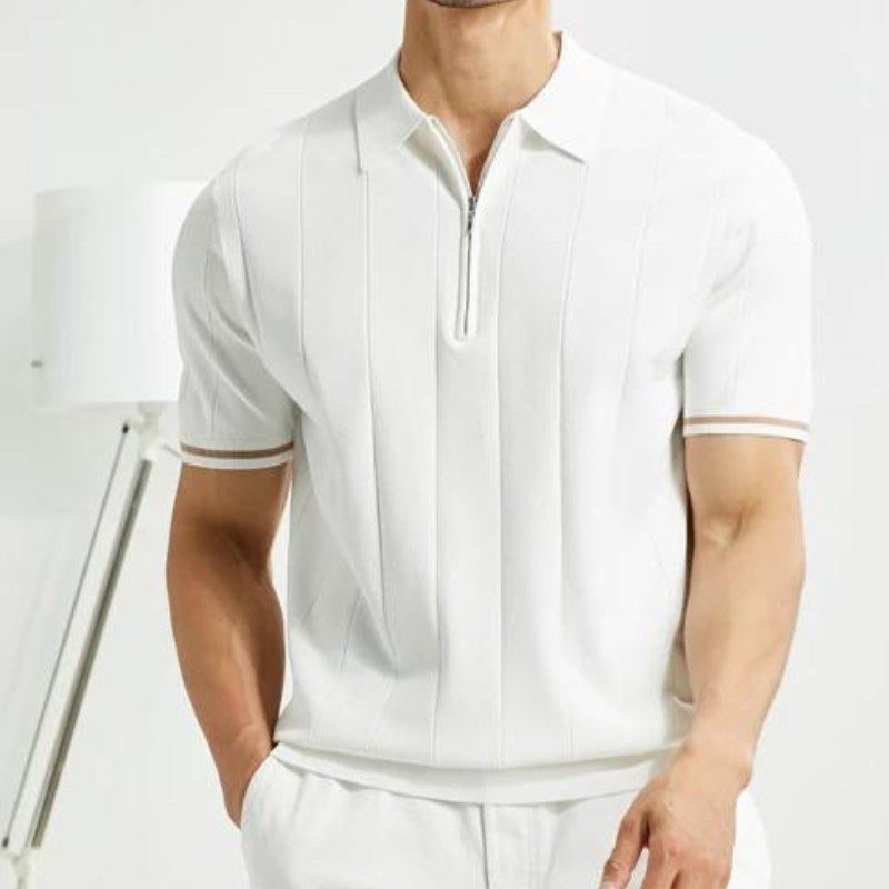 Polo zippé pour homme – Confort en coton doux et style moderne
