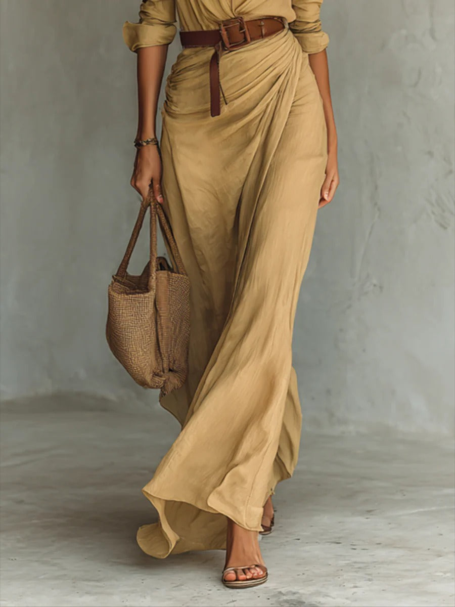 Robe Chemise Longue Femme – Élégante, Décontractée & Col Revers pour Été ou Soirée