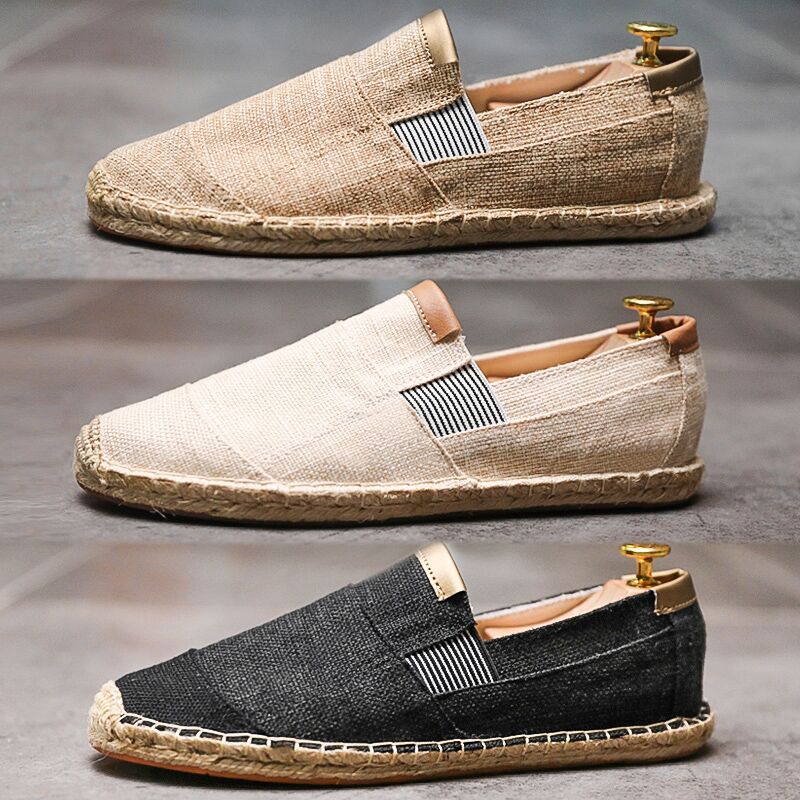 Chaussures homme à inspiration paille et finition toile