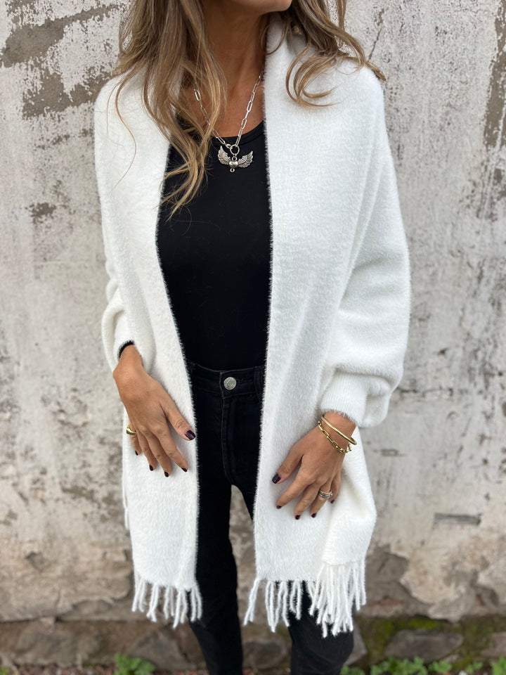 Manteau à manches longues et pompons pour femme