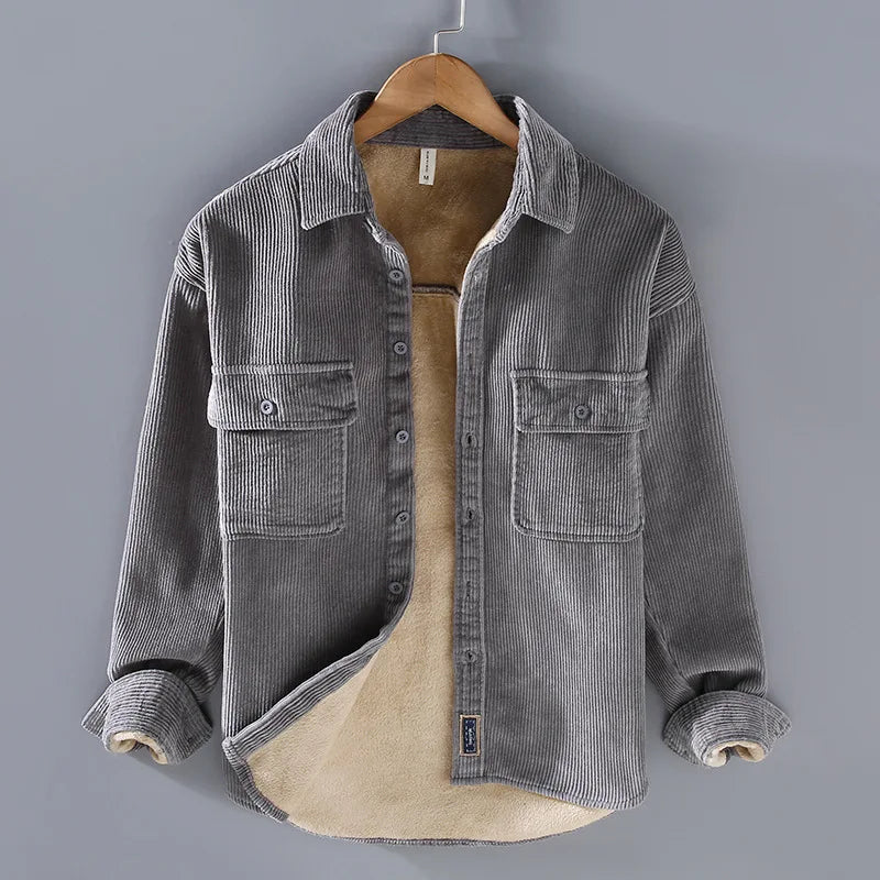 Veste en velours côtelé homme avec doublure polaire – chaleur et style décontracté pour l'automne-hiver